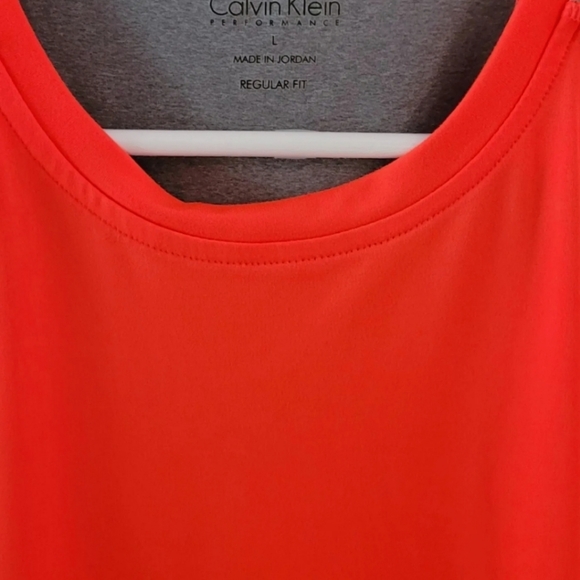 Men's CK Performance Shirt Size Large Orange-Red & Grey Short Sleeves - Picture 3 of 8